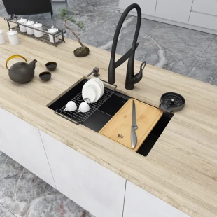 Чорна мийка під стільницю 1.5 мм багатофункціональна Nett NB-7042 фото