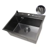 Кухонна мийка чорна з нержавійки 1.5 мм накладна багатофункціональна Nett NB-5747 фото №2