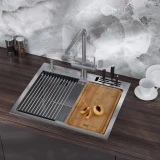 Кухонна мийка накладна з нержавійки 1.5 мм кухонна станція Nett NS-5747