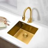 Золота кухонна мийка з нержавійки 50 см під стільницю 1.5 мм Nett NG-5045