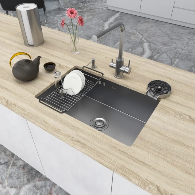 Кухонна мийка з нержавійки під стільницю 1.5 мм Nett NS-6845 фото