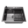 Чорна мийка на кухню 45 см накладна 1.5 мм з нержавійки Nett NВ-5245 фото №7