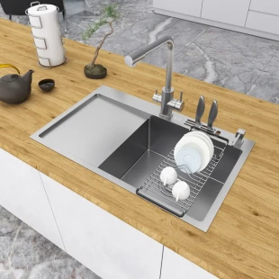 Мийка на кухню з нержавійки з лівим крилом 1.5 мм накладна Nett NS-7848(L) фото