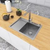 Накладна мийка на кухню нержавіюча з лівим крилом 1.5 мм Nett NS-6045(L)