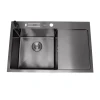 Чорна кухонна мийка з правим крилом нержавійка 1.5 мм Nett NB-7848(R) фото №7