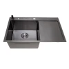 Чорна кухонна мийка з правим крилом нержавійка 1.5 мм Nett NB-7848(R) фото №8
