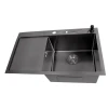 Чорна мийка на кухню з лівим крилом 1.5 мм нержавійка Nett NB-7848(L) фото №2