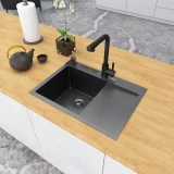 Чорна кухонна мийка накладна з правим крилом 1.5 мм Nett NB-6045(R)