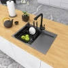 Чорна кухонна мийка накладна з правим крилом 1.5 мм Nett NB-6045(R) фото №2