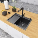 Чорна кухонна мийка накладна з лівим крилом 1.5 мм Nett NB-6045(L)