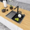 Чорна кухонна мийка накладна з лівим крилом 1.5 мм Nett NB-6045(L) фото №2