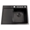 Чорна кухонна мийка накладна з лівим крилом 1.5 мм Nett NB-6045(L) фото №4