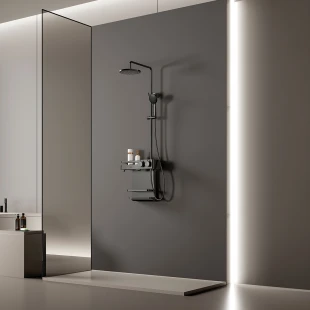Душова система графітова зовнішнього монтажу для душу з полицею Nett SGr-33 фото