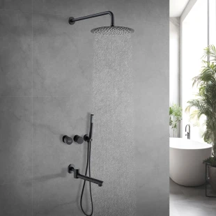 Душова система внутрішнього монтажу з виливом чорна Nett TSB-99 фото