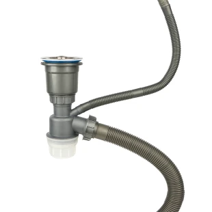 Сифон для мийки на кухню з нержавійки з переливом колбою DKS-99 фото