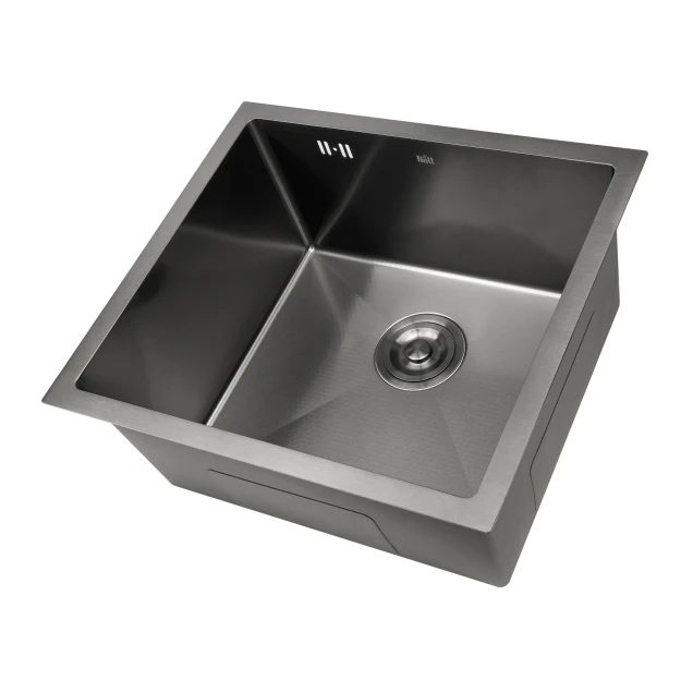 Чорна мийка для кухні с декором нержавіюча під стільницю Nett NВS-5045 фото