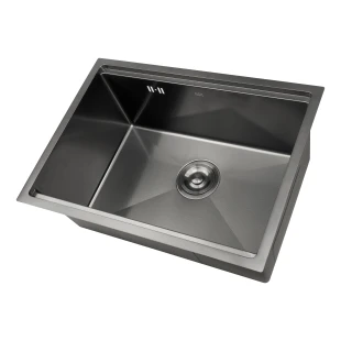 Мийка для кухні чорна під стільницю декорована з PVD покриттям Nett NBS-5742 фото