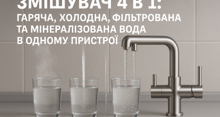 Змішувач 4 в 1: гаряча, холодна, фільтрована та мінералізована вода в одному пристрої