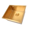 Уцінена золота мийка для кухні з нержавійки 50 см під стільницю Nett NG-5045 фото №3