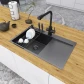 Уцінена чорна кухонна мийка з правим крилом нержавійка 1.5 мм Nett NB-7848(R)