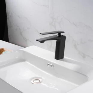 Чорний кран для умивальника Nett ZB-33 фото