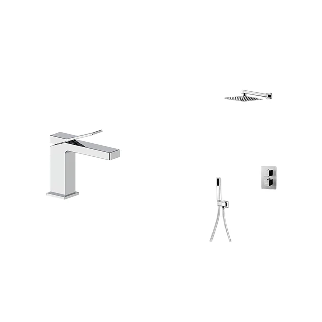 Комплект хромований кран для умивальника та душова система Nett UH-51 + TSH-473 фото