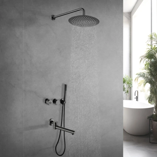 Душова система внутрішнього монтажу з виливом графітова Nett TSGr-99 фото