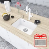 Кухонна мийка біла під стільницю 1 мм з нержавійки Nett NW-5742