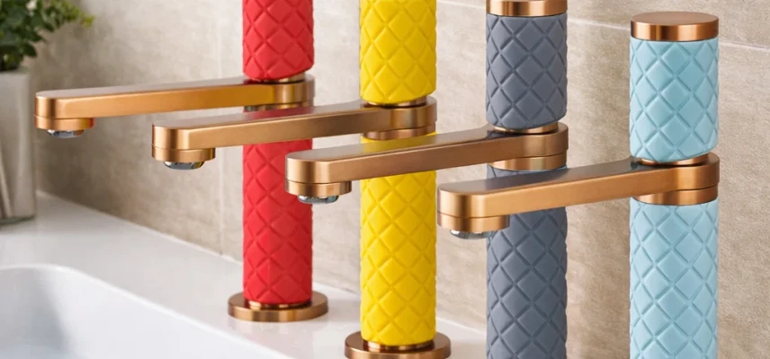 Змішувач у ванну з силіконовими накладками різних кольорів: створіть свій дизайн