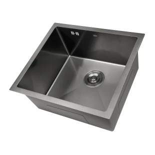 Уцінена чорна мийка для кухні с декором нержавіюча під стільницю Nett NВS-5045 фото