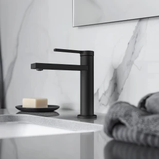 Чорний змішувач для умивальника Nett VB-22 фото