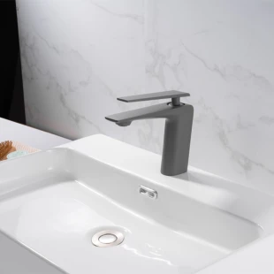 Кран з PVD покриттям графіт на раковину Nett ZGr-33 фото