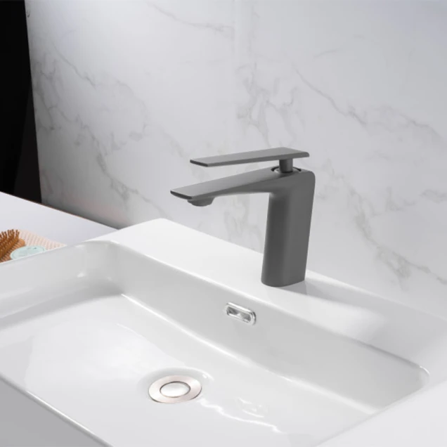 Кран з PVD покриттям графіт на раковину Nett ZGr-33 фото