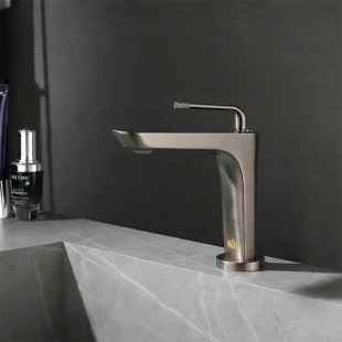 Змішувач для умивальника з PVD покриттям графіт Nett DGr-21 фото